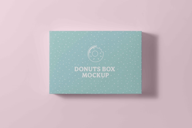 PSD top view studio donut box branding mockup