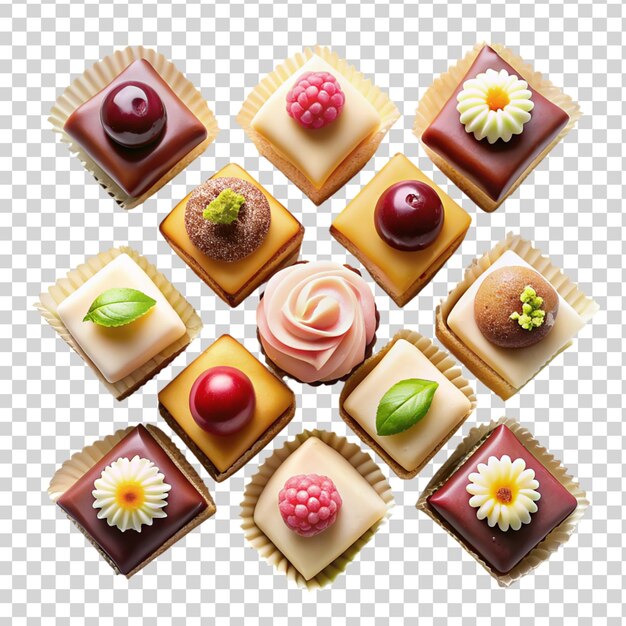 PSD a top view sweets isolated on transparent background