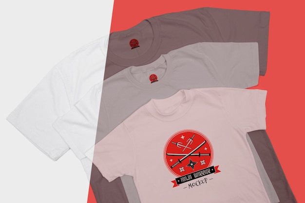 PSD top view of t-shirt concept mock-up