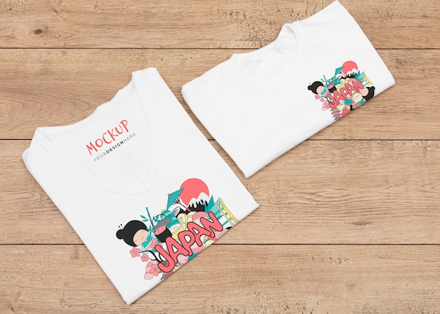 top view of t-shirt concept mock-up