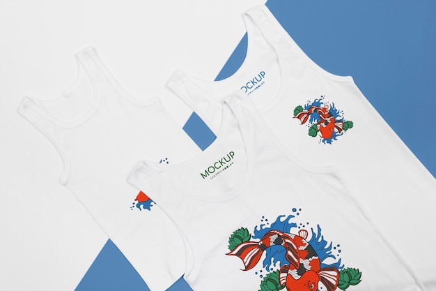 Top view of t-shirt concept mock-up