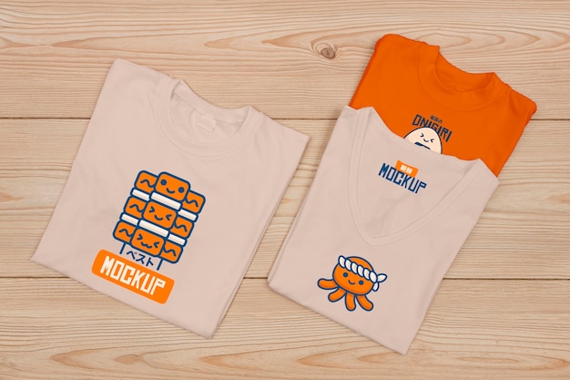 top view of t-shirt concept mock-up