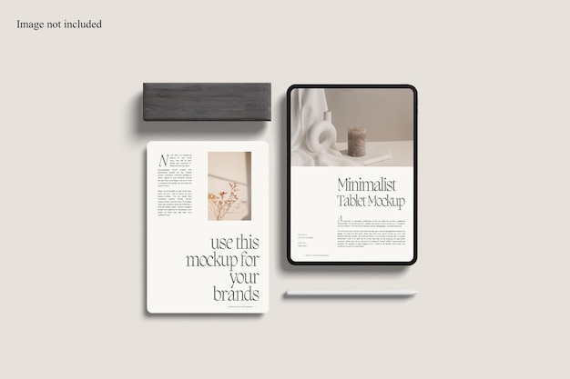 PSD 上面図のタブレットと画面のモックアップ