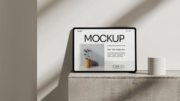 PSD top view on tablet mockup