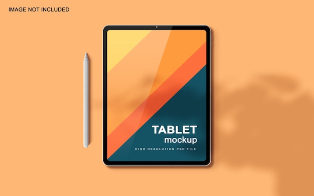Premium PSD | Top view tablet with stylus
