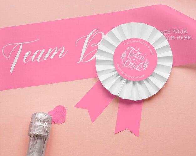 Top view team bride items mockup