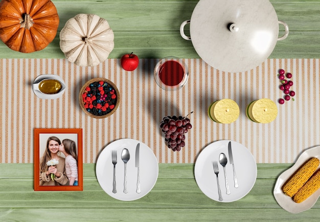 PSD top view of thanksgiving scene creator mock-up