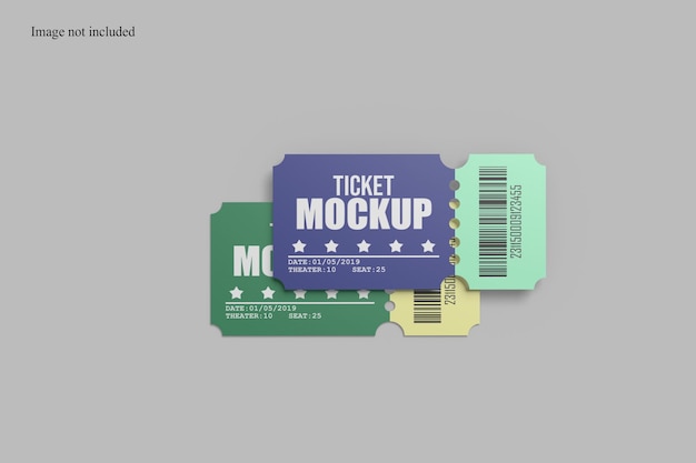 PSD top view ticket mockup om uw ontwerp aan klanten te presenteren