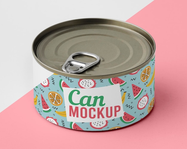 top view tin can on table