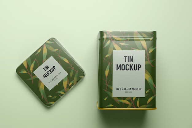 PSD top view tin package mockup