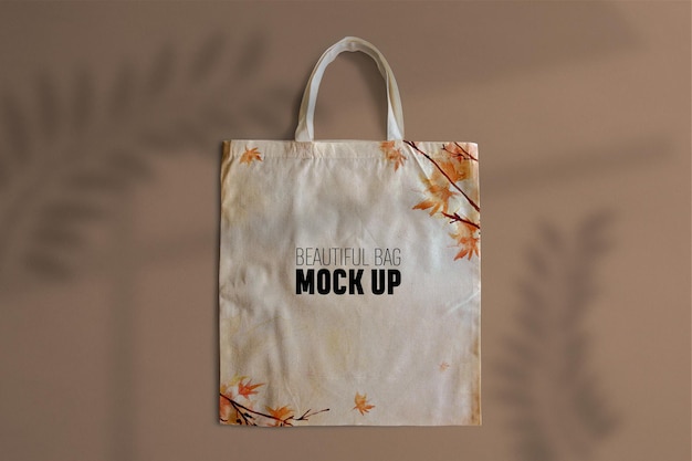 Mockup di borsa tote vista dall'alto