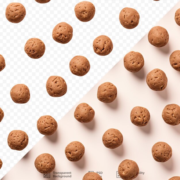 PSD top view of transparent background with chocolate cereal corn balls