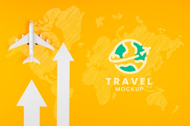 PSD top view of travel concept mock-up