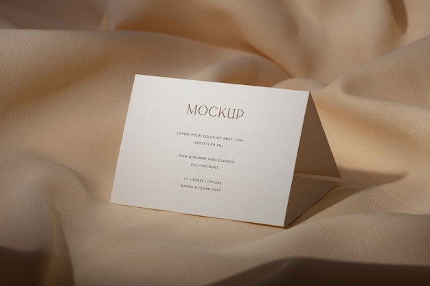 PSD top view on trifold wedding invitation mockup