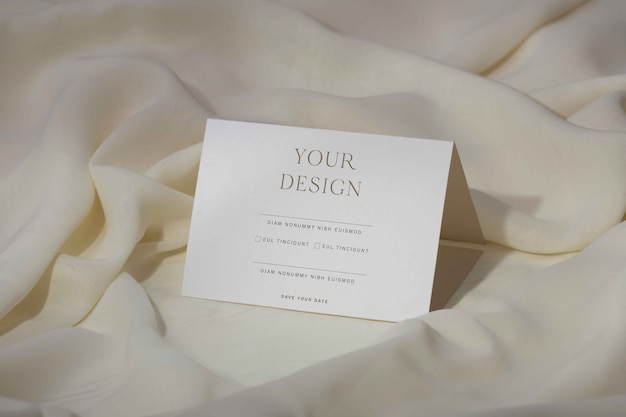 PSD top view on trifold wedding invitation mockup