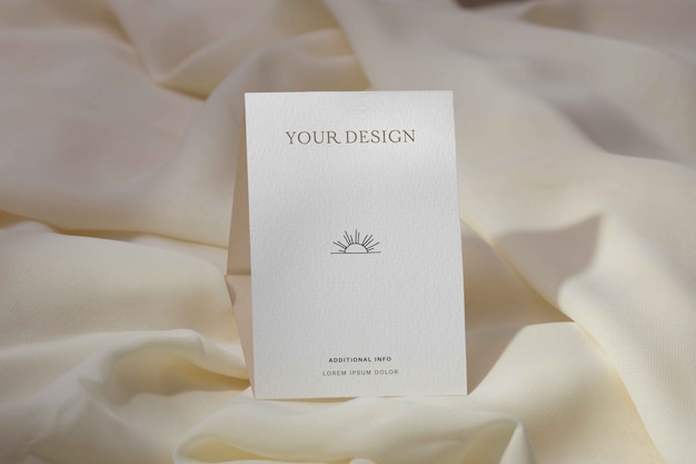 Top view on trifold wedding invitation mockup