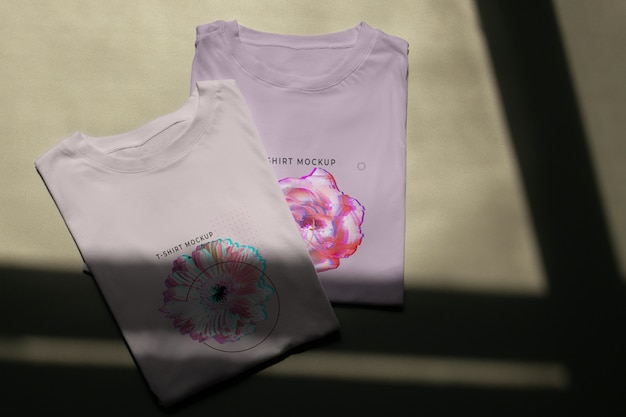 top view tshirt with cute print mockup