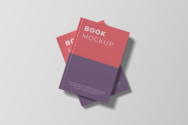 PSD top view on two stack book cover mockup