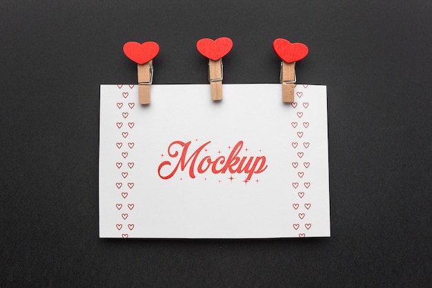 Top view valentine's day mock-up rectangle card