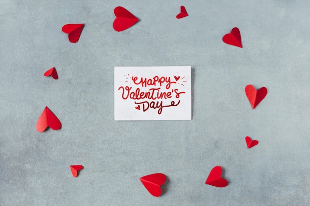 Top view valentines day card mockup