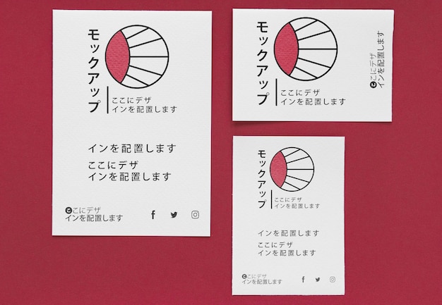 Top view various japanese mock-up document