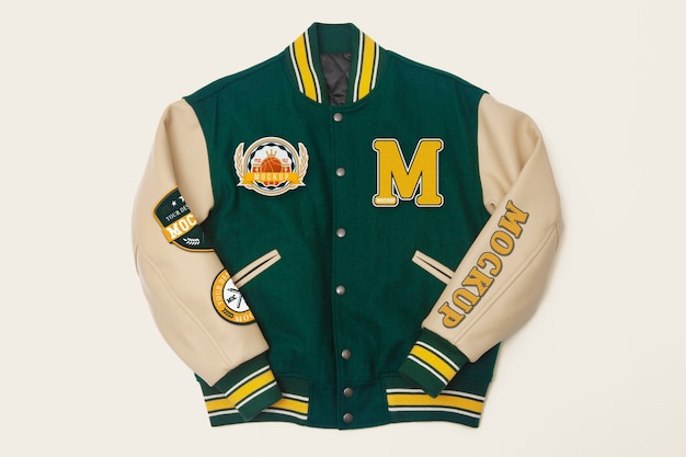Top view varsity jacket with cool details