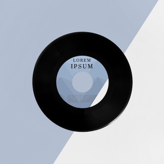 PSD top view vinyl records mock-up arrangement