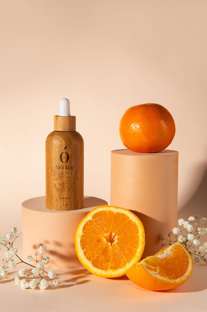 PSD top view on vitamin c serum mockup