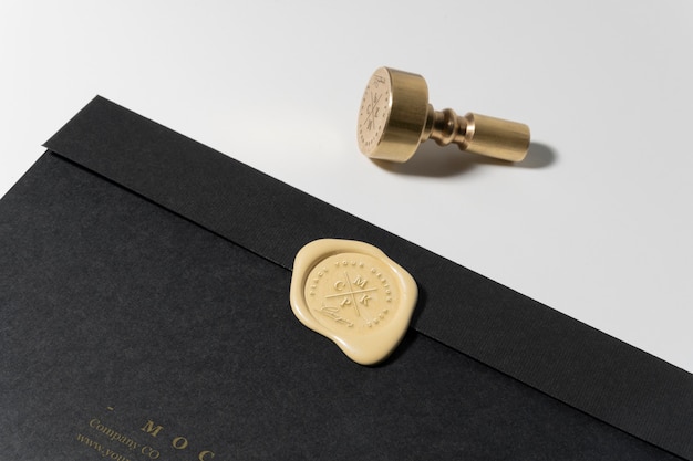 PSD top view over wax seal mockup