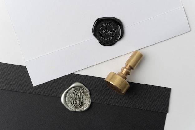 PSD top view over wax seal mockup