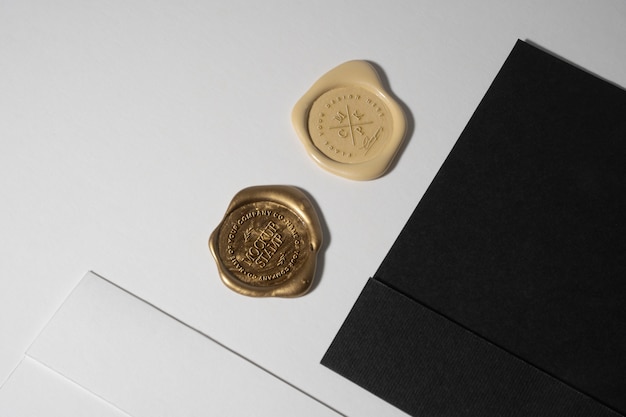 PSD top view over wax seal mockup