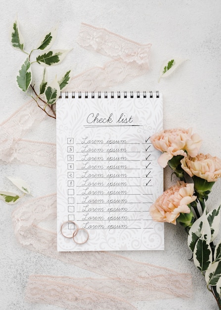top view of wedding concept mock-up