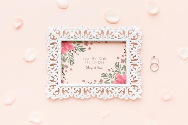 PSD top view of wedding concept mock-up