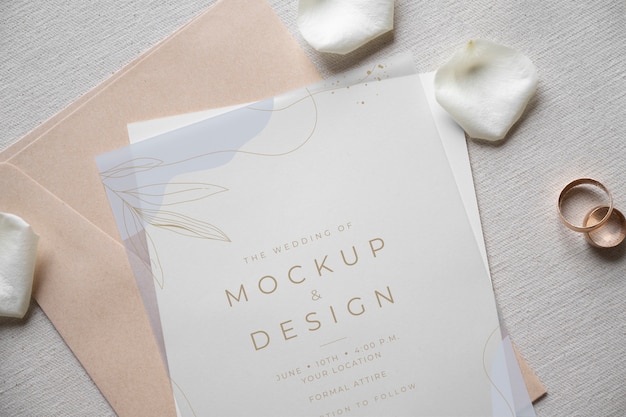 top view wedding invitation glassine paper