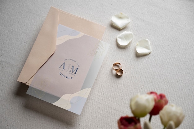 top view wedding invitation glassine paper