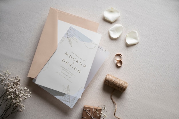 top view wedding invitation glassine paper