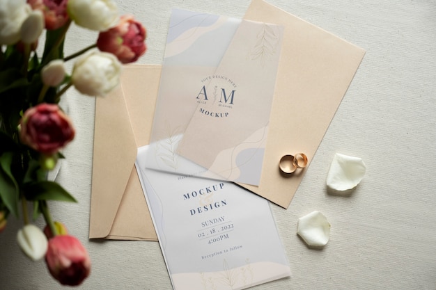 top view wedding invitation glassine paper
