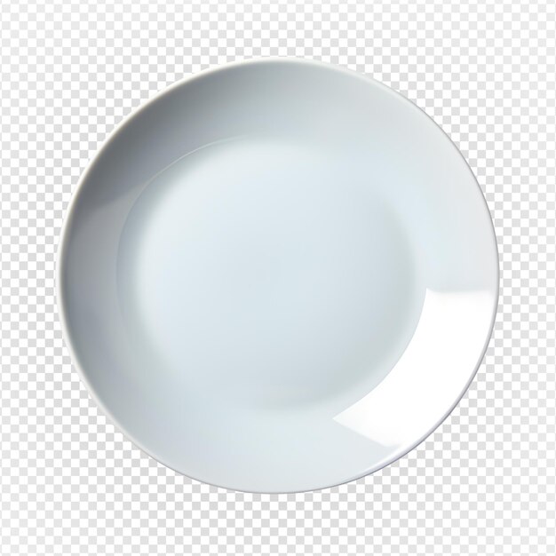 PSD top view white ceramic plate isolated on transparent background generative ai