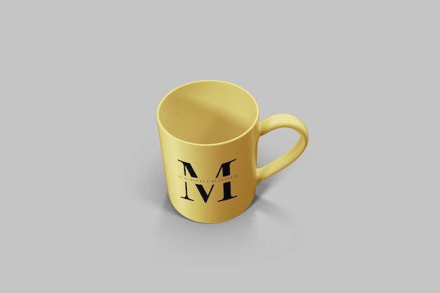 Top View of Yellow Mug Mockup with Handle