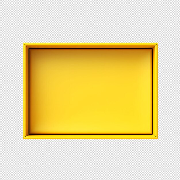 PSD top view of yellow opened box with empty space for product display without background