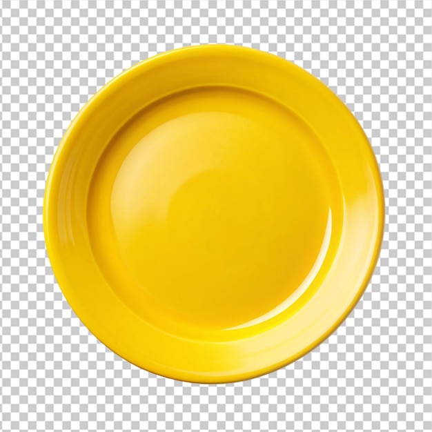 PSD a top view yellow plate on transparent background