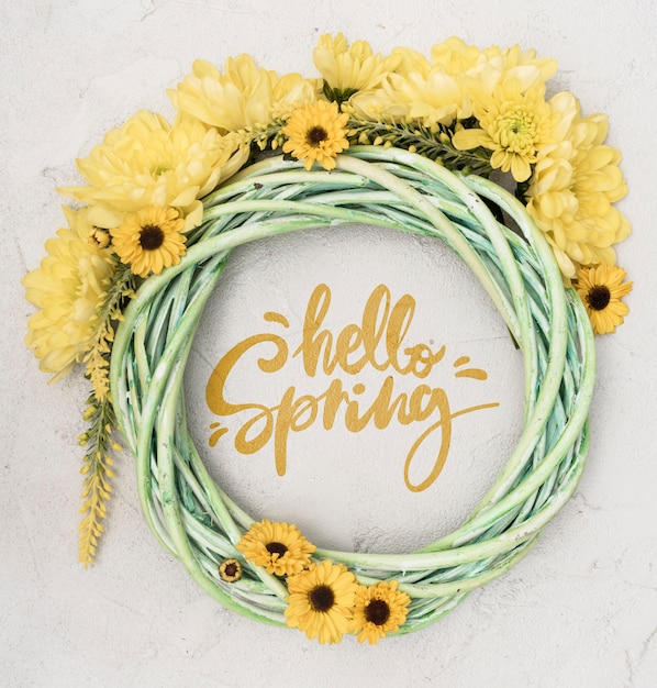 Top view of yellow spring gerbera