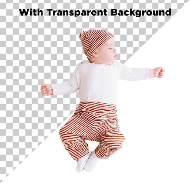 Topfoto van een baby die vreedzaam slaapt PNG PSD geïsoleerd op een doorzichtige achtergrond