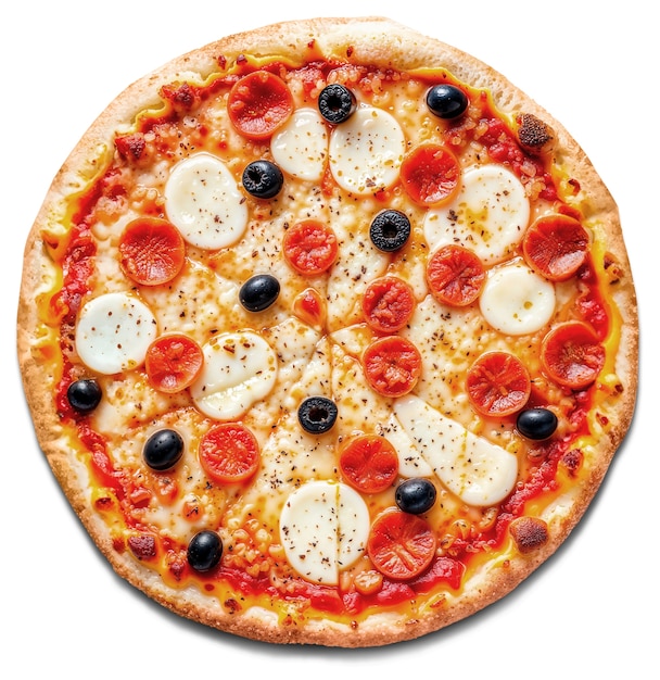 Topputsikt over deilig pizza