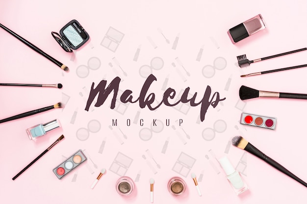 Toppvy av smink mockup-koncept