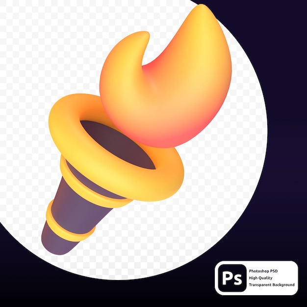 Torch in 3d render for graphic asset web or presentation