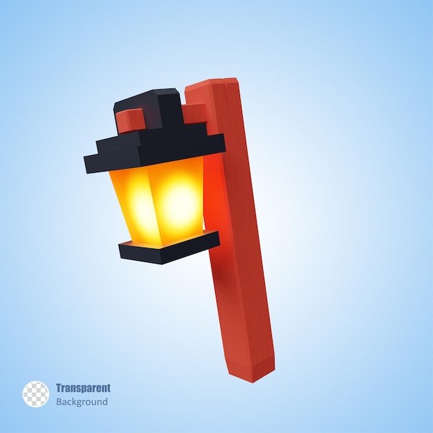 PSD torch lamp in 3d render design