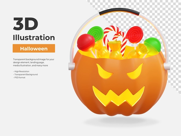 torebka cukierków dyni 3d ikona ilustracja halloween