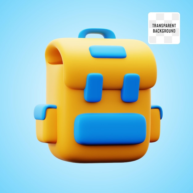 PSD torebka szkolna plecak 3d ikona ilustracja renderowanie projektu