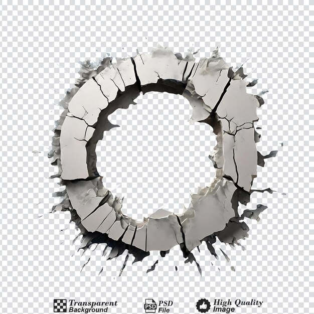 PSD torn concrete hole ripped edge isolated on transparent background